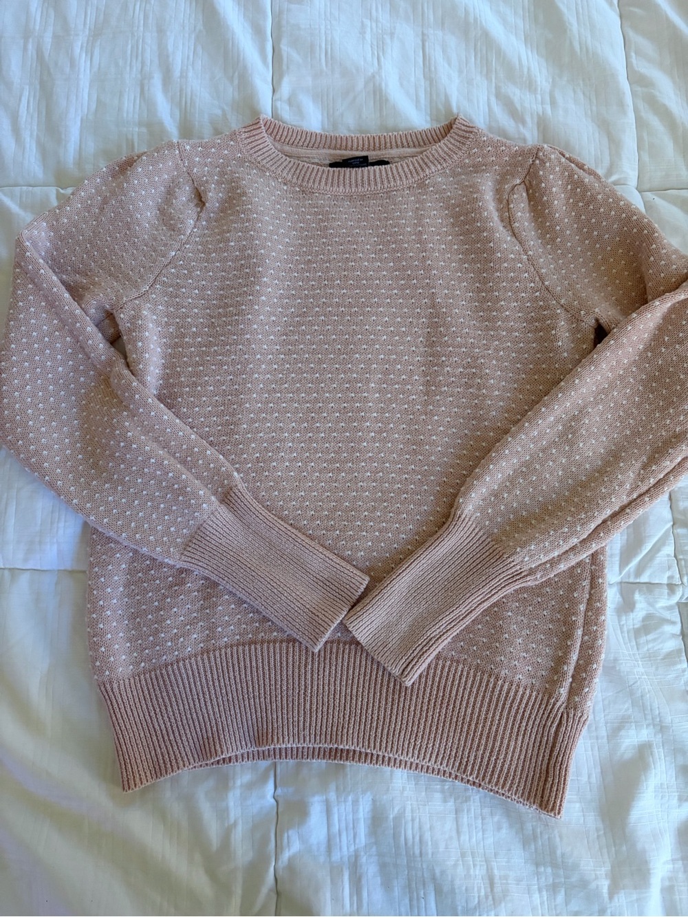 Tahari Dusty Pink Crewneck Sweater with Mini Dot Texture